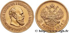 World coins RUSSIA - ALEXANDER III Type : 10 Roubles  Date : 1894  Mint name / Town : Saint-Petersbourg  Quantity minted : 1007  Metal : gold  Millesimal fineness : 900  ‰ Diameter : 24,5  mm Orientat
