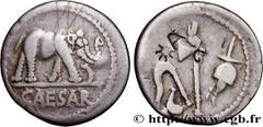 Roman coins JULIUS CAESAR Type : Denier  Date : 49 AC.  Mint name / Town : Gaule ou Italie  Metal : silver  Millesimal fineness : 950  ‰ Diameter : 18,5  mm Orientation dies : 10  h. Weight : 3,87  g.