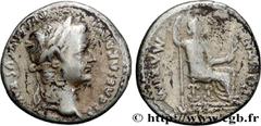 Roman coins TIBERIUS Type : Denier  Date : c. 33-37  Mint name / Town : Lyon  Metal : silver  Millesimal fineness : 950  ‰ Diameter : 18  mm Orientation dies : 7  h. Weight : 3,44  g. Obverse legend :