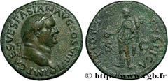 Roman coins VESPASIAN Type : As  Date : 77-78  Mint name / Town : Lyon  Metal : copper  Diameter : 28  mm Orientation dies : 7  h. Weight : 11,26  g. Rarity : R1  Obverse legend : IMP. CAES. VESPASIAN