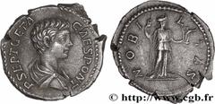 Roman coins GETA Type : Denier  Date : 199  Mint name / Town : Rome  Metal : silver  Millesimal fineness : 550  ‰ Diameter : 18  mm Orientation dies : 6  h. Weight : 3,06  g. Rarity : R1  Officine : 2