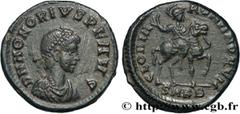 Roman coins HONORIUS Type : Nummus AE 3  Date : 393-395  Mint name / Town : Cyzique  Metal : copper  Diameter : 16,5  mm Orientation dies : 12  h. Weight : 2,36  g. Rarity : R1  Officine : 2e  Obverse