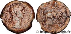 Provincial Coins TRAJANUS Type : Drachme  Date : an 14  Mint name / Town : Alexandrie, Égypte  Metal : billon  Diameter : 34,  mm Orientation dies : 12  h. Weight : 20,69  g. Obverse description : Têt