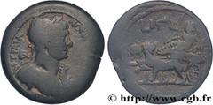 Provincial Coins TRAJANUS Type : Drachme  Date : an 16  Mint name / Town : Alexandrie, Égypte  Metal : copper  Diameter : 33,5  mm Orientation dies : 12  h. Weight : 19,39  g. Rarity : R2  Obverse des