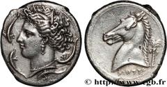 Greek Coins SICILY - SICULO-PUNIC - ENTELLA Type : Tétradrachme  Date : c. 320/315 - 305/300 AC.  Mint name / Town : Entella, Sicile  Metal : silver  Diameter : 27,5  mm Orientation dies : 12  h. Weig