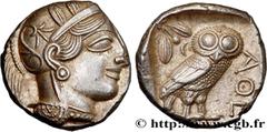 Greek Coins ATTICA - ATHENS Type : Tétradrachme  Date : c. 430 AC.  Mint name / Town : Athènes  Metal : silver  Diameter : 24  mm Orientation dies : 9  h. Weight : 17,24  g. Obverse legend : Anépigrap