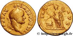 Roman coins VESPASIAN Type : Aureus  Date : 73  Mint name / Town : Rome  Metal : gold  Diameter : 20  mm Orientation dies : 1  h. Weight : 6,87  g. Rarity : R2  Obverse legend : IMP CAES VESP - AVG CE