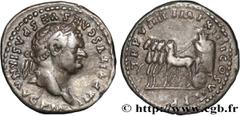 Roman coins TITUS Type : Denier  Date : août - septembre  Date : 79  Mint name / Town : Rome  Metal : silver  Millesimal fineness : 900  ‰ Diameter : 18  mm Orientation dies : 6  h. Weight : 3,02  g. 