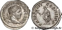 Roman coins CARACALLA Type : Denier  Date : 214  Mint name / Town : Rome  Metal : silver  Millesimal fineness : 550  ‰ Diameter : 19,5  mm Orientation dies : 7  h. Weight : 3,24  g. Officine : 2e  Obv