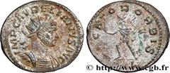 Roman coins AURELIAN Type : Aurelianus  Date : fin 274 - début 275  Date : 274-275  Mint name / Town : Lyon  Metal : billon  Millesimal fineness : 50  ‰ Diameter : 20,5  mm Orientation dies : 6  h. We