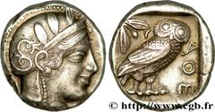 ATTICA - ATHENS Tétradrachme c. 450 AC. Attique, Athènes R2 silver (24mm, 17,00g, 1h) Obverse : Anépigraphe Tête d'Athéna à droite, coiffée du casque attique à cimier, orné de trois feuilles d'olivier