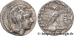 Greek Coins ATTICA - ATHENS Type : Tétradrachme stéphanophore  Date : c. 111-110 AC.  Mint name / Town : Athènes, Attique  Metal : silver  Diameter : 29,5  mm Orientation dies : 12  h. Weight : 16,70 