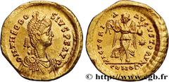 Roman coins THEODOSIUS II Type : Tremissis  Date : c. 430-440  Mint name / Town : Constantinople  Metal : gold  Diameter : 14  mm Orientation dies : 6  h. Weight : 1,47  g. Rarity : R1  Obverse legend