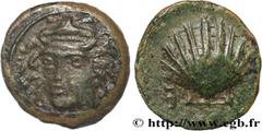 Greek Coins SICILY - HIMERA Type : Trias  Date : c. 405 - 383/382 AC.  Mint name / Town : Himère, Sicile  Metal : copper  Diameter : 12  mm Orientation dies : 3  h. Weight : 1,27  g. Rarity : R2  Obve