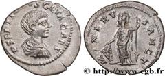 Roman coins GETA Type : Denier  Date : 202  Mint name / Town : Laodicée  Metal : silver  Millesimal fineness : 500  ‰ Diameter : 19  mm Orientation dies : 5  h. Weight : 2,43  g. Rarity : R2  Obverse 