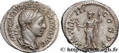 Roman coins SEVERUS ALEXANDER Type : Denier  Date : 224  Mint name / Town : Rome  Metal : silver  Millesimal fineness : 500  ‰ Diameter : 18  mm Orientation dies : 6  h. Weight : 2,68  g. Officine : 2