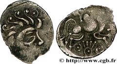Celtic coins ABRINCATUI (Cotentin PENINSULA) Type : Quart de statère de billon  Date : c. 60-50 AC.  Metal : billon  Diameter : 17,5  mm Orientation dies : 4  h. Weight : 1,26  g. Rarity : R3  Obverse
