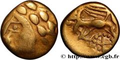 Celtic coins GALLIA - CARNUTES (Beauce area) Type : Hémistatère d’or à l’aigle, tête à gauche  Date : Ier siècle avant J.-C.  Mint name / Town : Chartres (28)  Metal : gold  Diameter : 14  mm Orientat