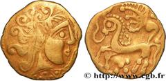 Celtic coins PARISII (Area of Paris) Type : Quart de statère d'or, classe V  Date : c. 60-52 AC.  Mint name / Town : Paris (75)  Metal : gold  Diameter : 14  mm Orientation dies : 3  h. Weight : 1,61 