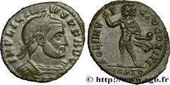 Roman coins LICINIUS I Type : Follis ou nummus  Date : 313  Mint name / Town : Ostie  Metal : copper  Diameter : 21,5  mm Orientation dies : 6  h. Weight : 4,73  g. Rarity : R1  Officine : 4e  Obverse