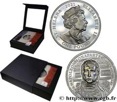 World coins SAINT HELENA Type : 1 Pound (Livre) Napoléon Bonaparte   Date : 2021  Quantity minted : 1821  Metal : silver  Millesimal fineness : 999  ‰ Diameter : 38,61  mm Orientation dies : 12  h. We