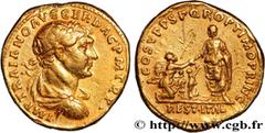 Roman coins TRAJANUS Type : Aureus  Date : 117  Mint name / Town : Rome, Decennalia  Metal : gold  Diameter : 19  mm Orientation dies : 7  h. Weight : 7,25  g. Rarity : R2  Obverse legend : IMP TRAIAN