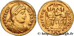 Roman coins VALENS Type : Solidus  Date : 364  Mint name / Town : Thessalonique  Metal : gold  Diameter : 21,5  mm Orientation dies : 5  h. Weight : 4,47  g. Rarity : R3  Obverse legend : D N VALEN-S 