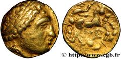 Celtic coins ARVERNI, UNSPECIFIED Type : Quart de statère d’or au triskèle, imitation du type de Philippe  Date : Ier siècle avant J.-C.  Metal : gold  Diameter : 12  mm Orientation dies : 6  h. Weigh