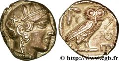ATTICA - ATHENS Tétradrachme c. 420 AC. Attique, Athènes silver (24,5mm, 17,16g, 9h) Obverse : Anépigraphe Tête d'Athéna à droite, coiffée du casque attique à cimier, orné de trois feuilles d'olivier 
