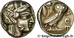 ATTICA - ATHENS Tétradrachme c. 420 AC. Attique, Athènes silver (25mm, 17,25g, 9h) Obverse : Anépigraphe Tête d'Athéna à droite, coiffée du casque attique à cimier, orné de trois feuilles d'olivier et