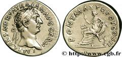TRAJANUS Denier Augustus 99 Rome silver (17,5mm, 3,31g, 7h) Obverse : IMP CAES NERVA TRAIAN AVG GERM Tête laurée de Trajan à droite (O*) Reverse : PONT MAX TR POT COS II Pax (la Paix) drapée, assise à