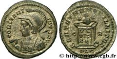 CONSTANTINE I THE GREAT Centenionalis ou nummus Augustus 321 Lyonnaise, Lyon INÉDIT copper (20,50mm, 3,50g, 6h) Obverse : CONSTANT-INV-S AVG Buste casqué et cuirassé à gauche, vu de trois quarts en av