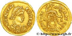 LIBIUS SEVERUS Solidus Autonumous coinage of Wisigoth for Tolosa c. 461-465 Gaule, Toulouse R3 gold (21,5mm, 4,31g, 6h) Obverse : D N LIBIVS SEVE-RVS P F AVG Buste diadémé, drapé et cuirassé de Libius