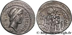Roman coins SICINIA Type : Denier  Date : 49 AC.  Mint name / Town : Grèce  Metal : silver  Millesimal fineness : 950  ‰ Diameter : 18  mm Orientation dies : 5  h. Weight : 3,95  g. Rarity : R1  Obver