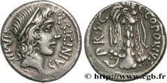 Roman coins SICINIA Type : Denier  Date : 49 AC.  Mint name / Town : Grèce  Metal : silver  Millesimal fineness : 950  ‰ Diameter : 19  mm Orientation dies : 11  h. Weight : 3,98  g. Rarity : R1  Obve