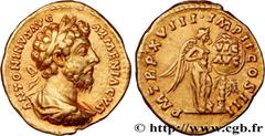 Roman coins MARCUS AURELIUS Type : Aureus  Date : janvier - août  Mint name / Town : Rome  Metal : gold  Diameter : 19,5  mm Orientation dies : 6  h. Weight : 7,29  g. Rarity : R1  Officine : 1re  Obv