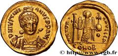 Byzantine coins JUSTINIAN I Type : Solidus  Date : 527-538  Mint name / Town : Constantinople  Metal : gold  Millesimal fineness : 1.000  ‰ Diameter : 20,5  mm Orientation dies : 6  h. Weight : 4,44  