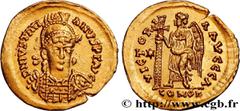 Merovingian Coinage KINGDOM OF OSTROGOTH - ATHALARIC Type : Solidus à la victoire au nom de Justinien Ier  Date : 526-534  Date : s.m.  Mint name / Town : Rome ou Ravenne  Metal : gold  Diameter : 20 