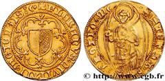 Feudal coins LORRAINE - CITY OF METZ Type : Florin d'or  Date : c. 1415-1500  Date : n.d.  Mint name / Town : Metz  Metal : gold  Diameter : 23,5  mm Orientation dies : 9  h. Weight : 3,32  g. Rarity 