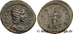 Roman coins JULIA DOMNA Type : Dupondius  Date : 198  Mint name / Town : Rome  Metal : copper  Diameter : 28  mm Orientation dies : 12  h. Weight : 12,52  g. Rarity : R2  Officine : 4e  Obverse legend