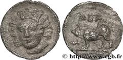 Greek Coins SICILY - ABAKAINON Type : Litra  Date : c. 40-410 AC  Mint name / Town : Abacainon, Sicile  Metal : silver  Diameter : 11,5  mm Orientation dies : 7  h. Weight : 0,43  g. Rarity : R3  Obve