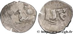 Greek Coins SICILY - GELA Type : Litra  Date : c. 430-425 AC.  Mint name / Town : Géla, Sicile  Metal : silver  Diameter : 14  mm Orientation dies : 9  h. Weight : 0,74  g. Rarity : R2  Obverse legend