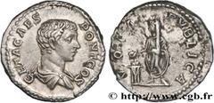 Roman coins GETA Type : Denier  Date : 205  Mint name / Town : Rome  Metal : silver  Millesimal fineness : 550  ‰ Diameter : 18,5  mm Orientation dies : 12  h. Weight : 3,57  g. Officine : 5e  Obverse