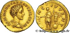 COMMODUS Aureus Caesar 175 Rome R3 gold (20,5mm, 7,24g, 12h) Obverse : COMMODO CAES AVG FIL GERM Buste, drapé, tête nue de Commode à droite, vu de trois quarts en arrière (A*21) Reverse : PR-INC. IVVE