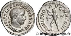 Roman coins SEVERUS ALEXANDER Type : Denier  Date : 232  Mint name / Town : Rome  Metal : silver  Millesimal fineness : 500  ‰ Diameter : 20  mm Orientation dies : 6  h. Weight : 3,33  g. Officine : 1