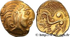 Celtic coins PARISII (Area of Paris) Type : Statère d'or, classe V  Date : c. 60-52 AC.  Mint name / Town : Paris (75)  Metal : gold  Diameter : 24  mm Orientation dies : 1  h. Weight : 6,85  g. Rarit