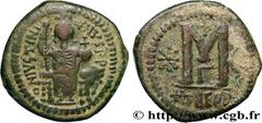 Byzantine coins JUSTINIAN I Type : Follis  Date : 529-533  Mint name / Town : Theoupolis (Antioche)  Metal : copper  Diameter : 32  mm Orientation dies : 5  h. Weight : 17,76  g. Rarity : R1  Officine