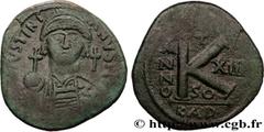 Byzantine coins JUSTINIAN I Type : Demi-follis  Date : an 13  Mint name / Town : Carthage  Metal : copper  Diameter : 31  mm Orientation dies : 5  h. Weight : 11,91  g. Rarity : R2  Obverse legend : D
