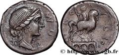 Roman coins AEMILIA Type : Denier  Date : c. 114-113 AC.  Mint name / Town : Rome  Metal : silver  Millesimal fineness : 950  ‰ Diameter : 18  mm Orientation dies : 6  h. Weight : 3,96  g. Obverse leg