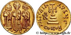 Byzantine coins HERACLIUS, HERACLIUS CONSTANTINE and HERACLONAS Type : Solidus   Date : 639-641  Mint name / Town : Constantinople  Metal : gold  Diameter : 18  mm Orientation dies : 6  h. Weight : 4,